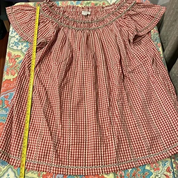 NWOT Max Studio Checkered Peasant Top - Picture 9 of 9